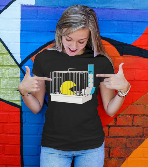Pet Feeder Pac-Man Ghost Cage Fun T-Shirt