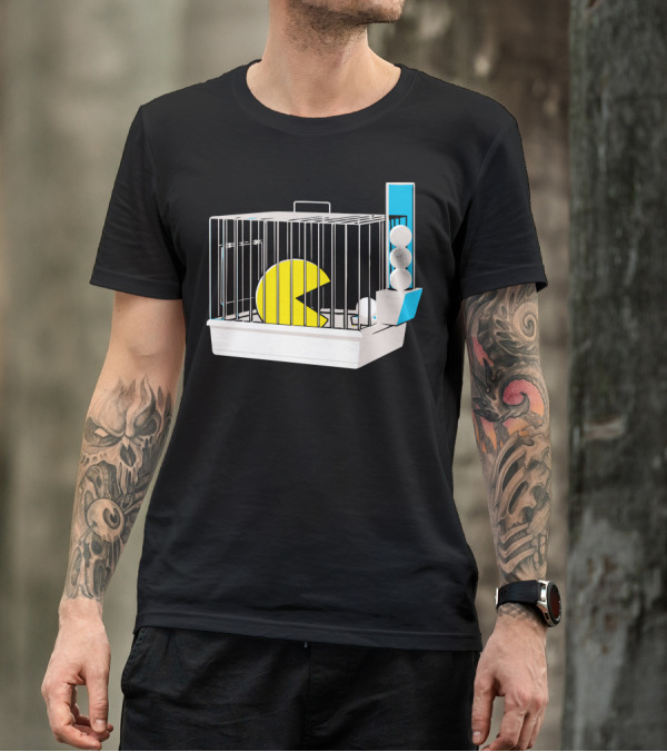 Pet Feeder Pac-Man Ghost Cage Fun T-Shirt