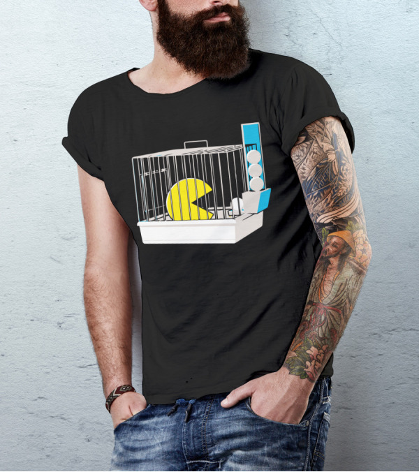 Pet Feeder Pac-Man Ghost Cage Fun T-Shirt