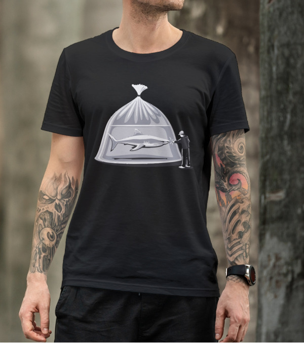 Pet Store Shark In A Bag Surreal Image T-Shirt