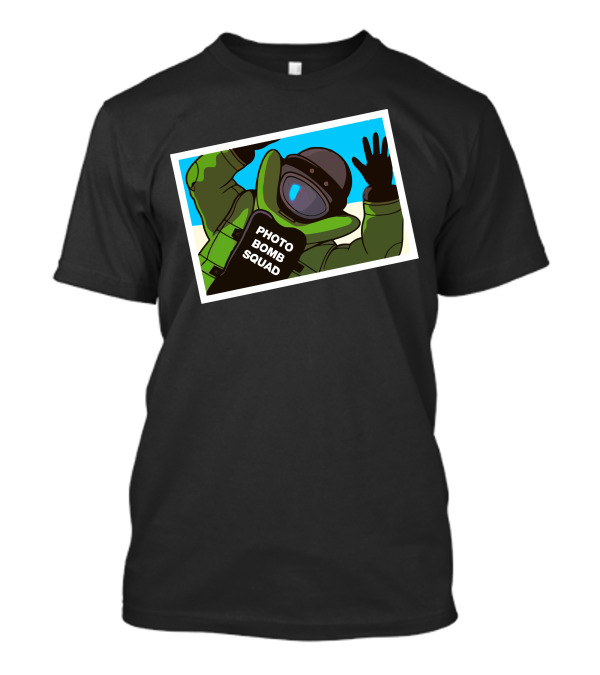 PHOTO BOMB SQUAD Space-Themed Bomb Suit Astronaut Playful Pose T-Shirt