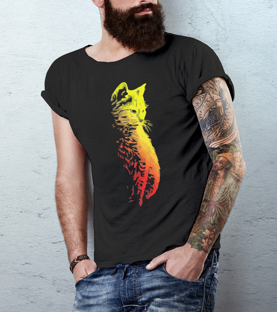 Pink Storm Fiery Gradient Cat T-Shirt