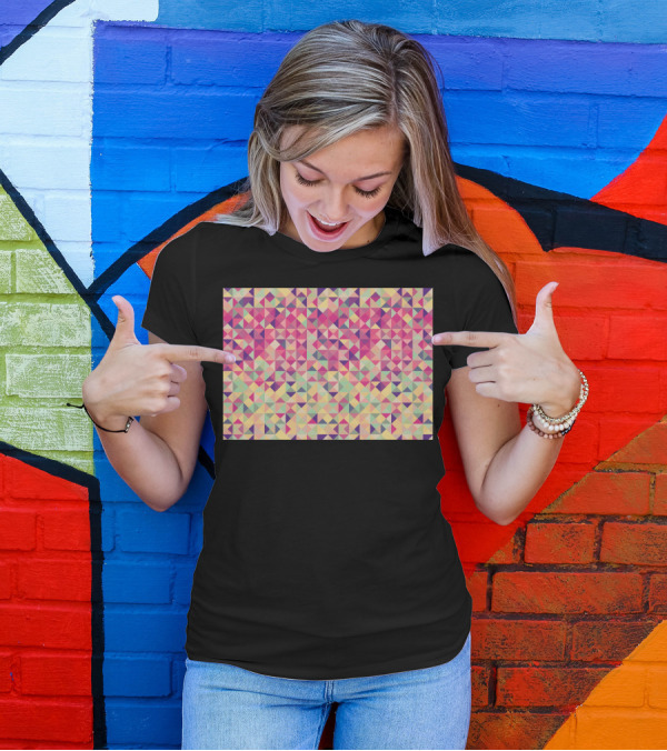 Colorful Geometric Pink Triangle T-Shirt
