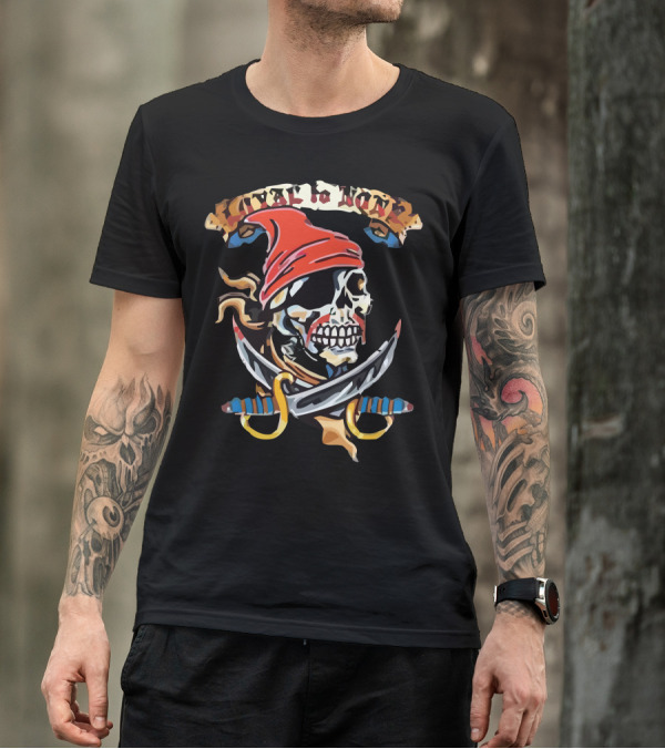 Pirate Skull With Red Bandana Loyal To None Crossed Swords T-Shirt