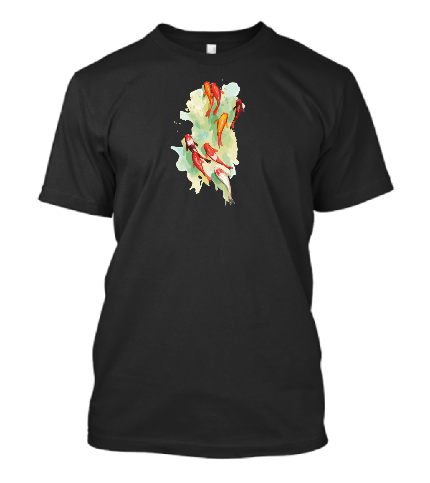 Playing Koi Watercolor Fish Cluster Tranquil Serenity T-Shirt