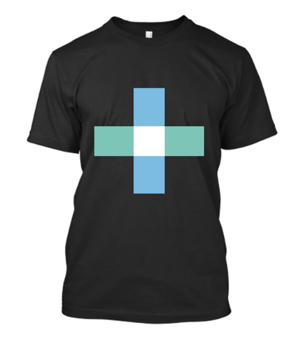 Plus Minus Cross Symbol Geometric Blue Green Squares T-Shirt