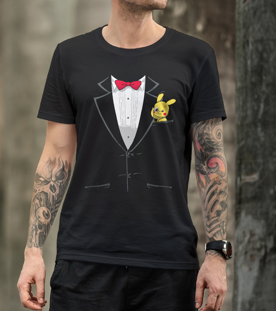 Pocket Posh Pikachu Tuxedo Bow Tie T-Shirt