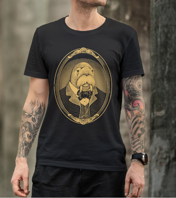 Portrait Of The Walrus As A Young Man Oval Walrus Wearing Victorian Suit And Bow Tie T-Shirt