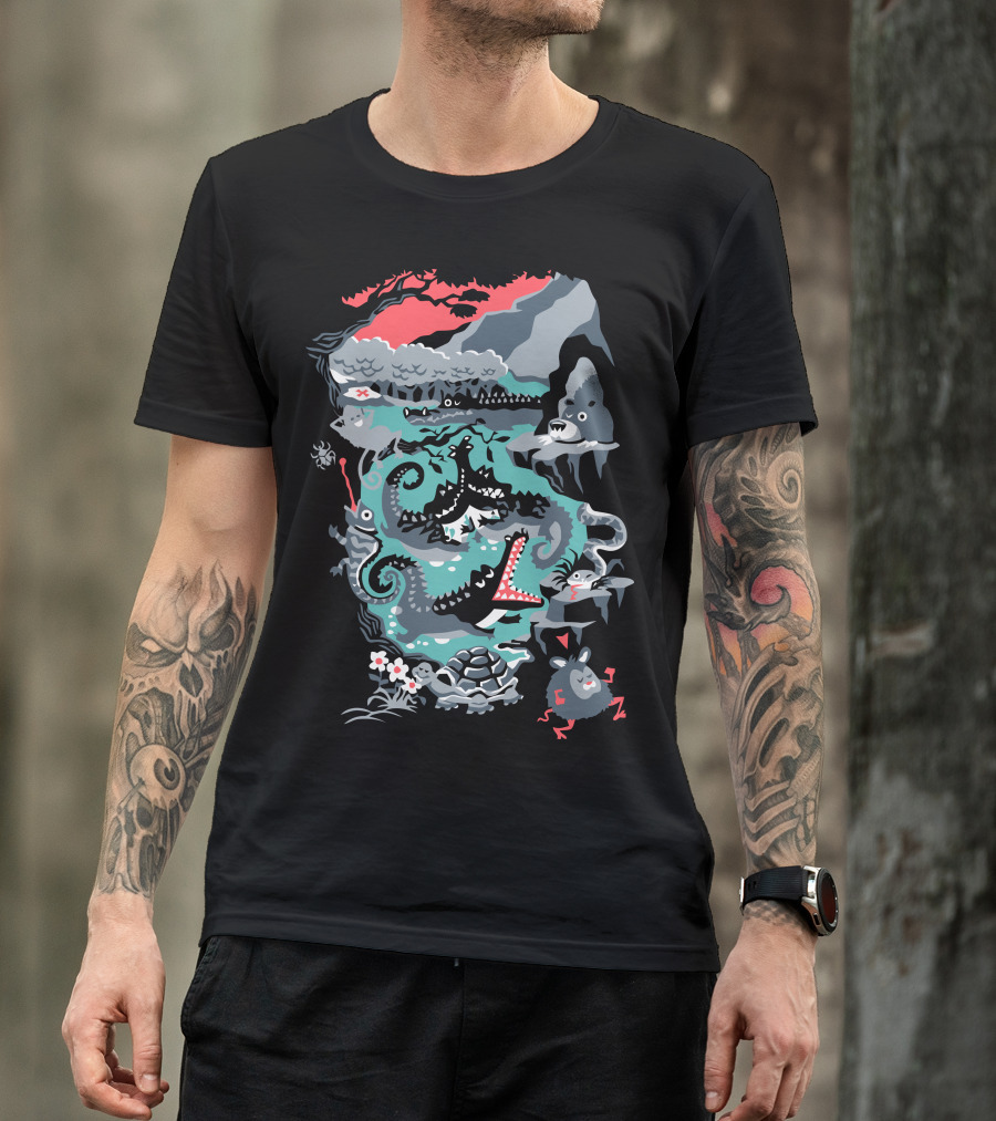 Positive Thinking Monster Adventure In Colorful Jungle Cave T-Shirt