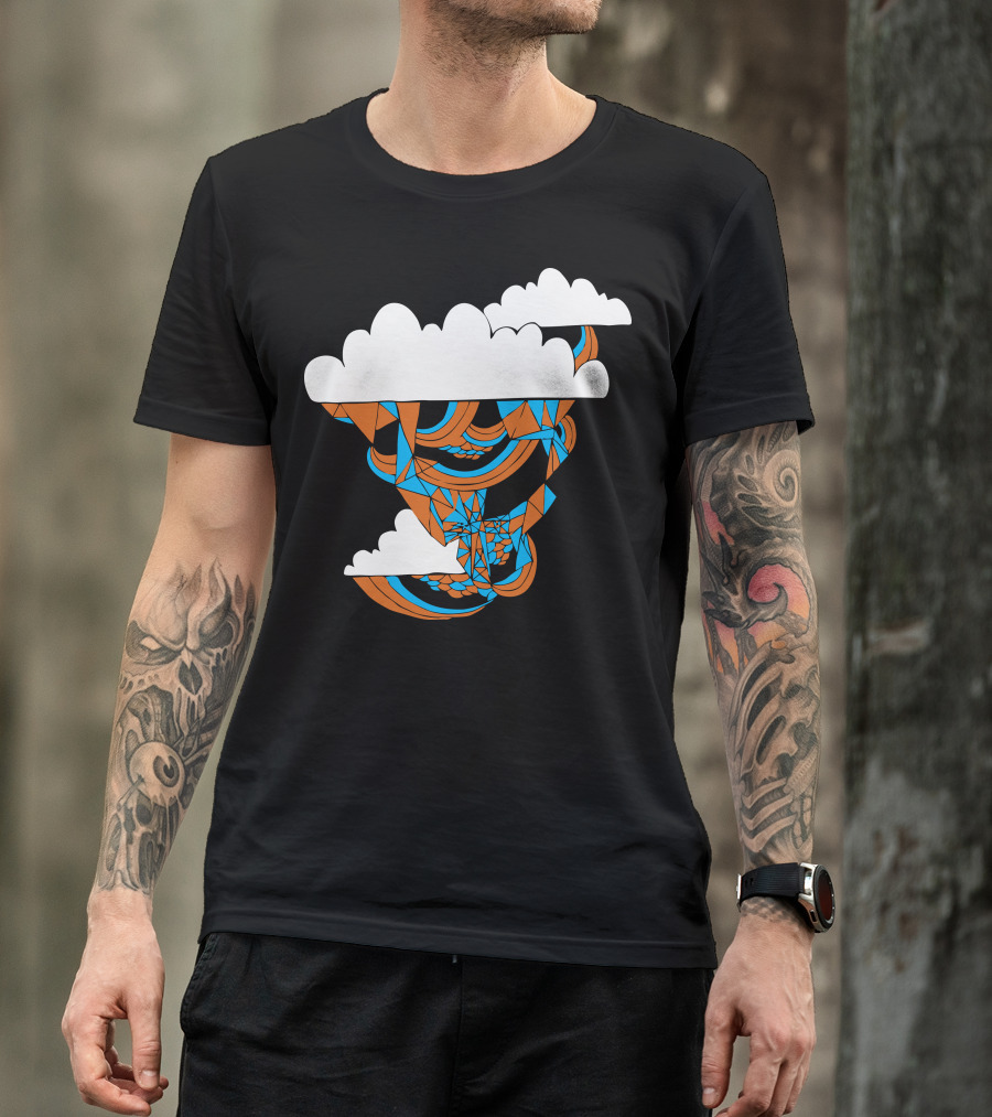 Prismism Geometric Clouds With Orange And Blue Abstract T-Shirt