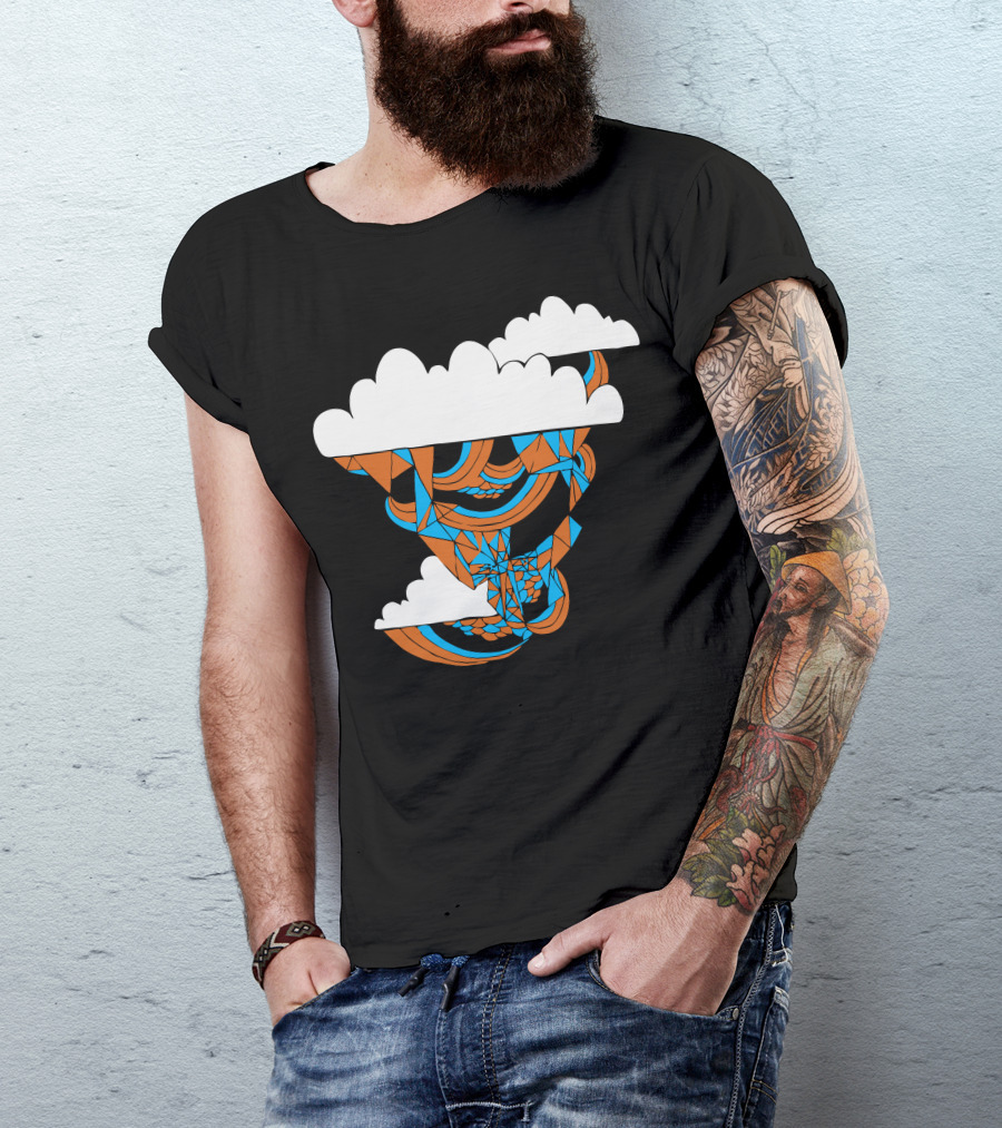 Prismism Geometric Clouds With Orange And Blue Abstract T-Shirt