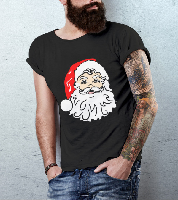 Santa Claus Classic Red Hat Bushy Beard Festive T-Shirt