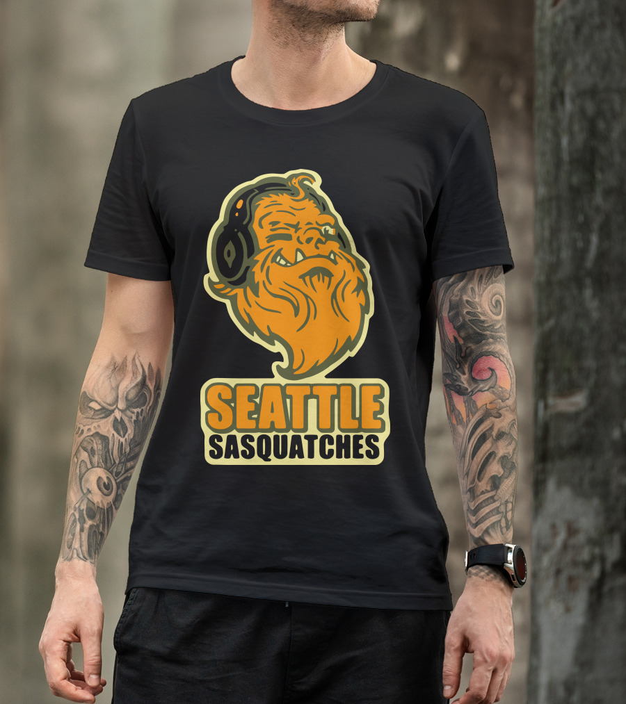 Seattle Sasquatches Headphone Beard T-Shirt