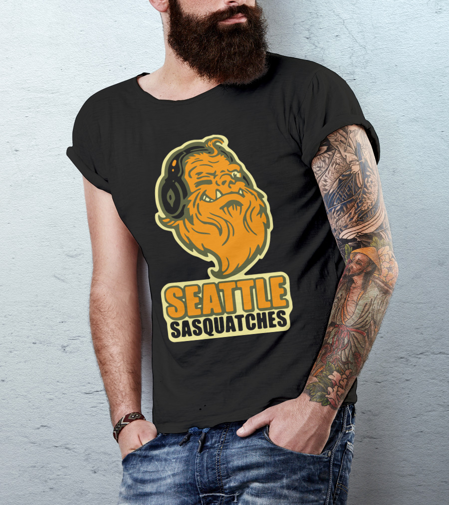 Seattle Sasquatches Headphone Beard T-Shirt