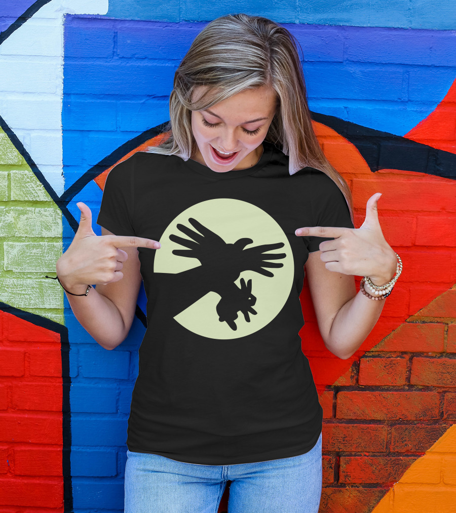 Shadow Prey Moon Silhouette Bird And Rabbit Capture T-Shirt