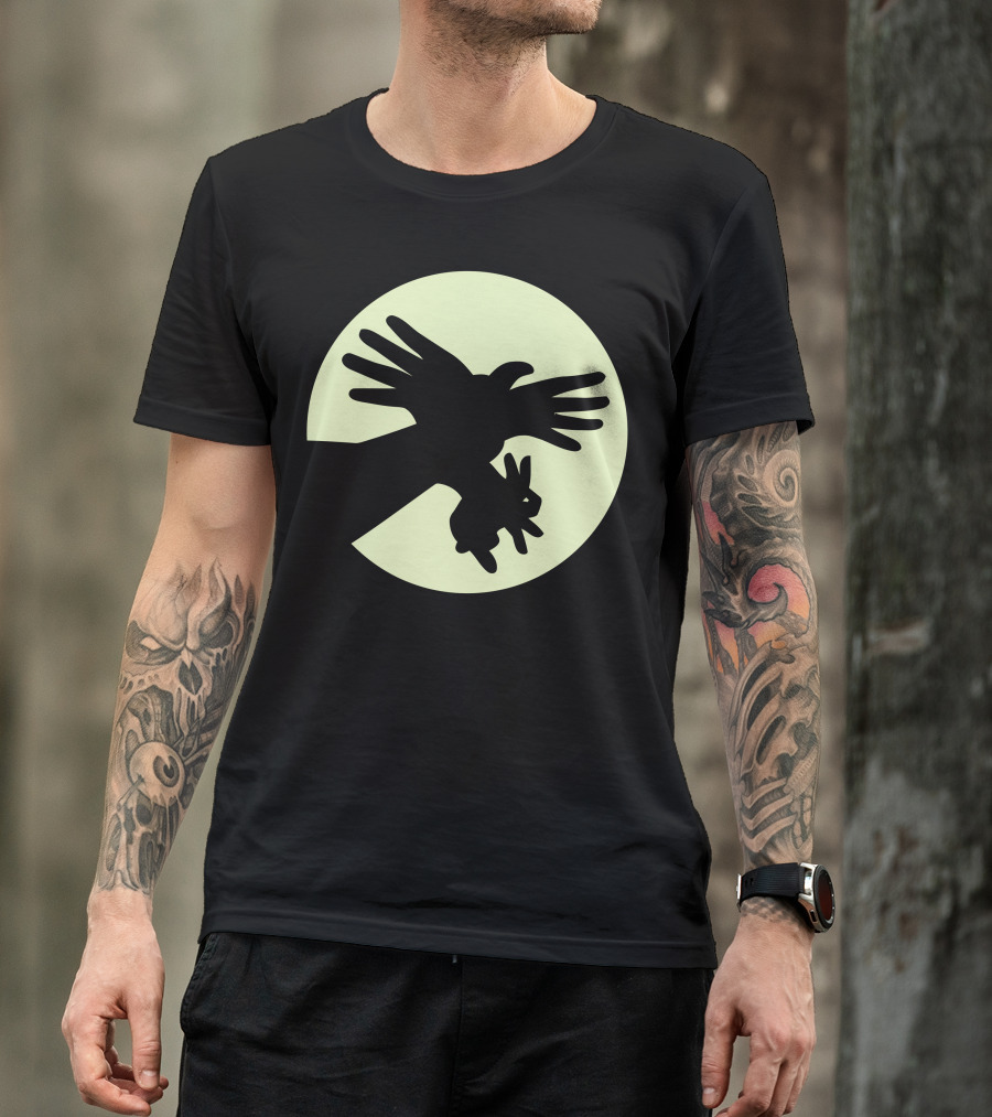 Shadow Prey Moon Silhouette Bird And Rabbit Capture T-Shirt