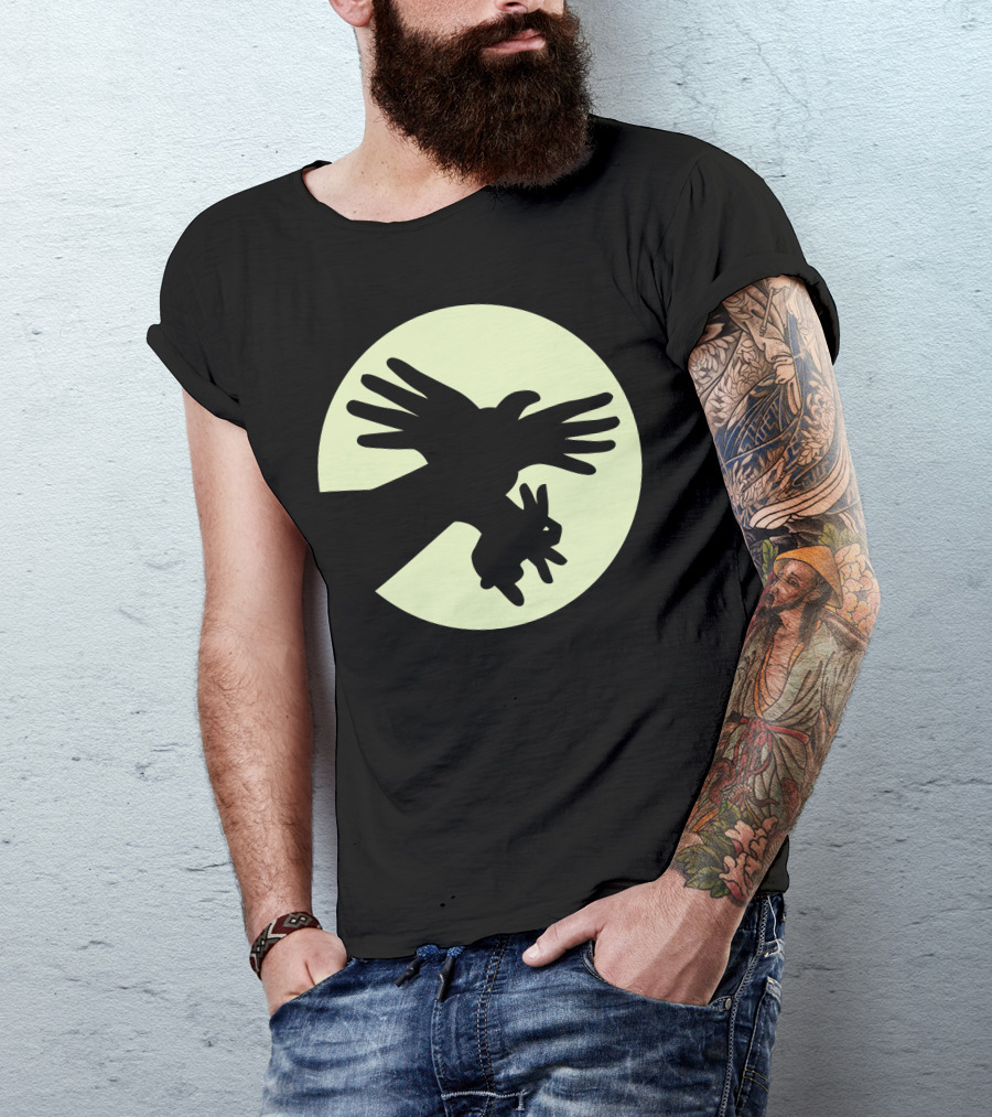 Shadow Prey Moon Silhouette Bird And Rabbit Capture T-Shirt