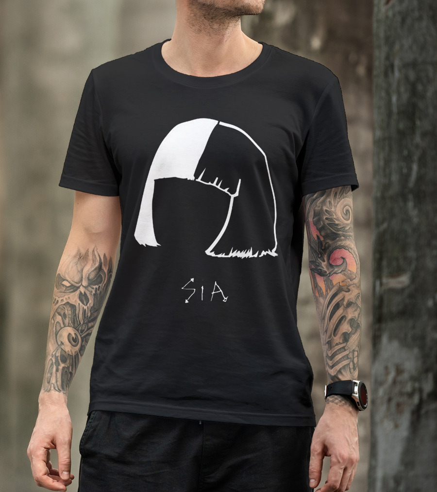 Sia Iconic Half-Black Half-White Bob Hair Enigma T-Shirt