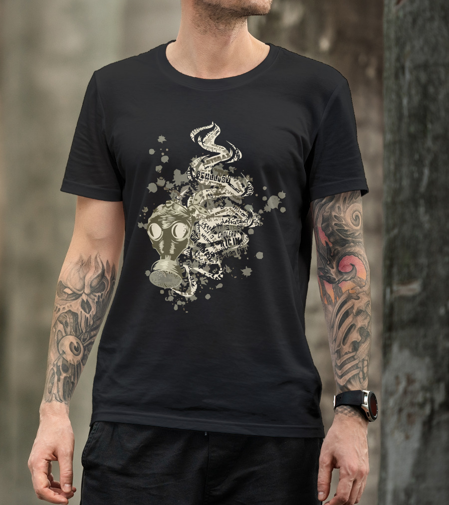 Sigh Of Relief Gas Mask Typography Cloud T-Shirt