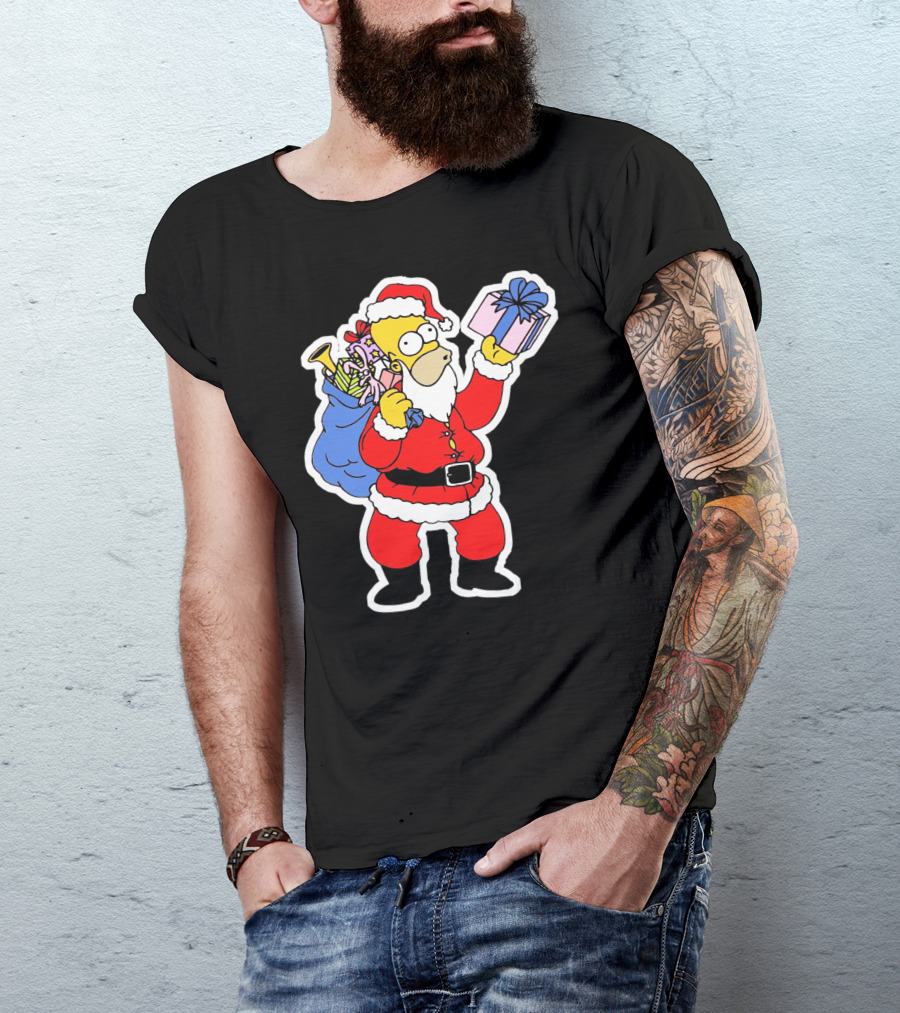 Simpsons Homer Santa Christmas Gift Sack Doh T-Shirt