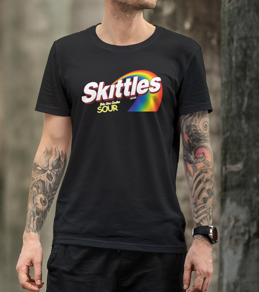 Skittles Bite Size Sour Candy Rainbow Burst T-Shirt