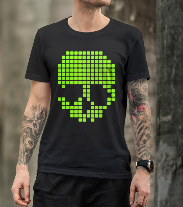 Skull Pixels Retro Pixel T-Shirt