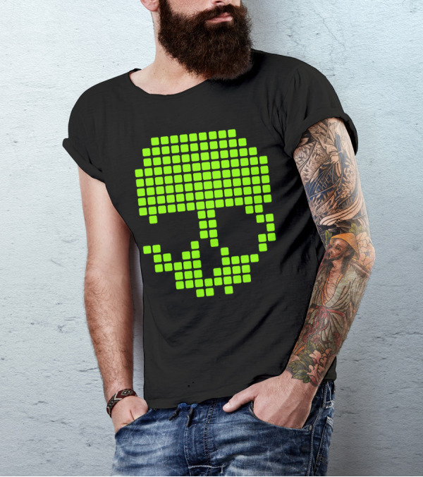 Skull Pixels Retro Pixel T-Shirt