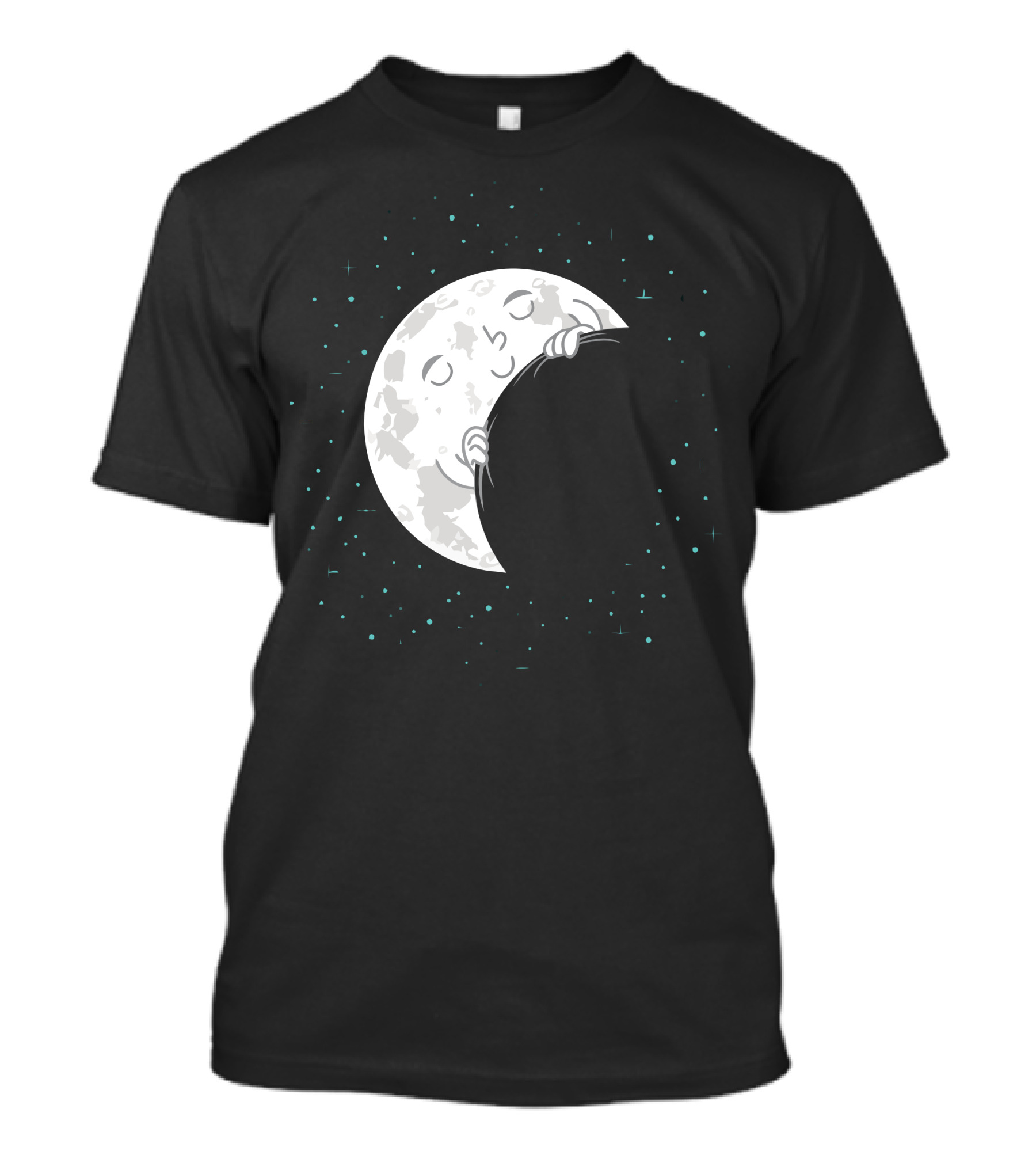 Sleepy Moon Embracing Nighttime Stars T-Shirt