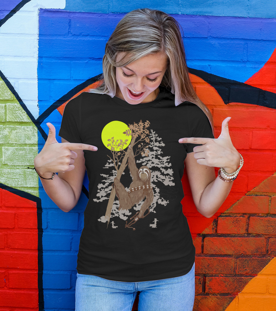 Sloth Wars Cosmic Adventure In The Forest Moonlight T-Shirt