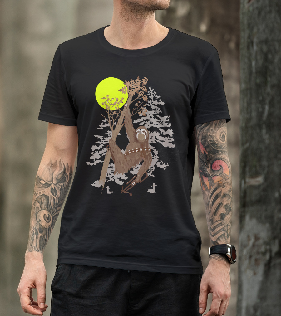 Sloth Wars Cosmic Adventure In The Forest Moonlight T-Shirt