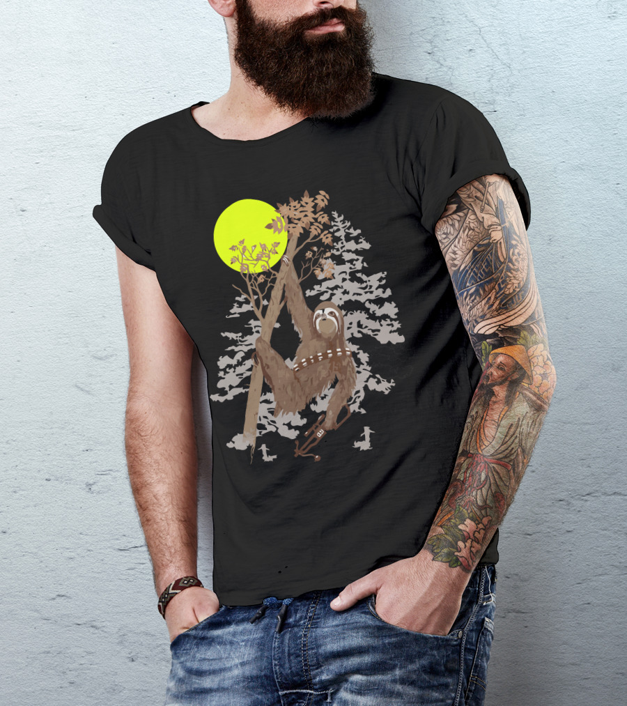 Sloth Wars Cosmic Adventure In The Forest Moonlight T-Shirt