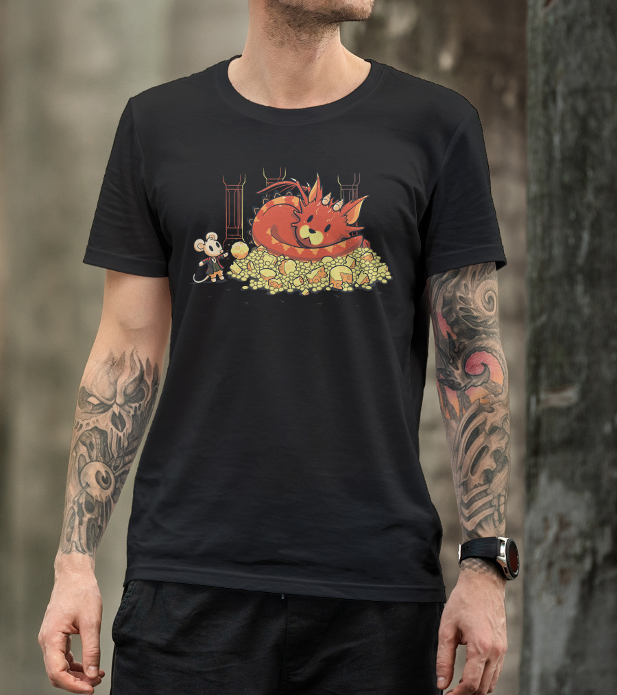 Smeowg Sleeping Dragon Cat Surrounded By Cheese With Mouse Explorer T-Shirt