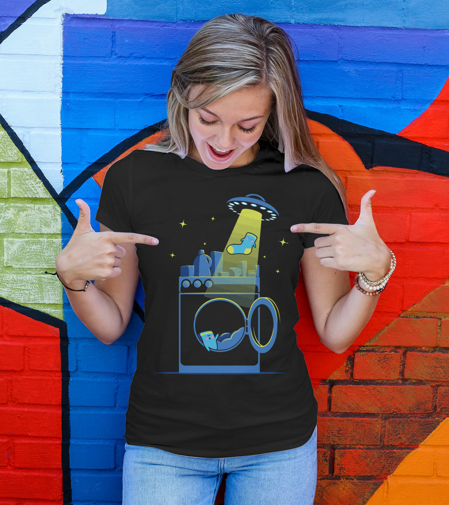 Sock Abduction UFO Laundry Alien Beam T-Shirt
