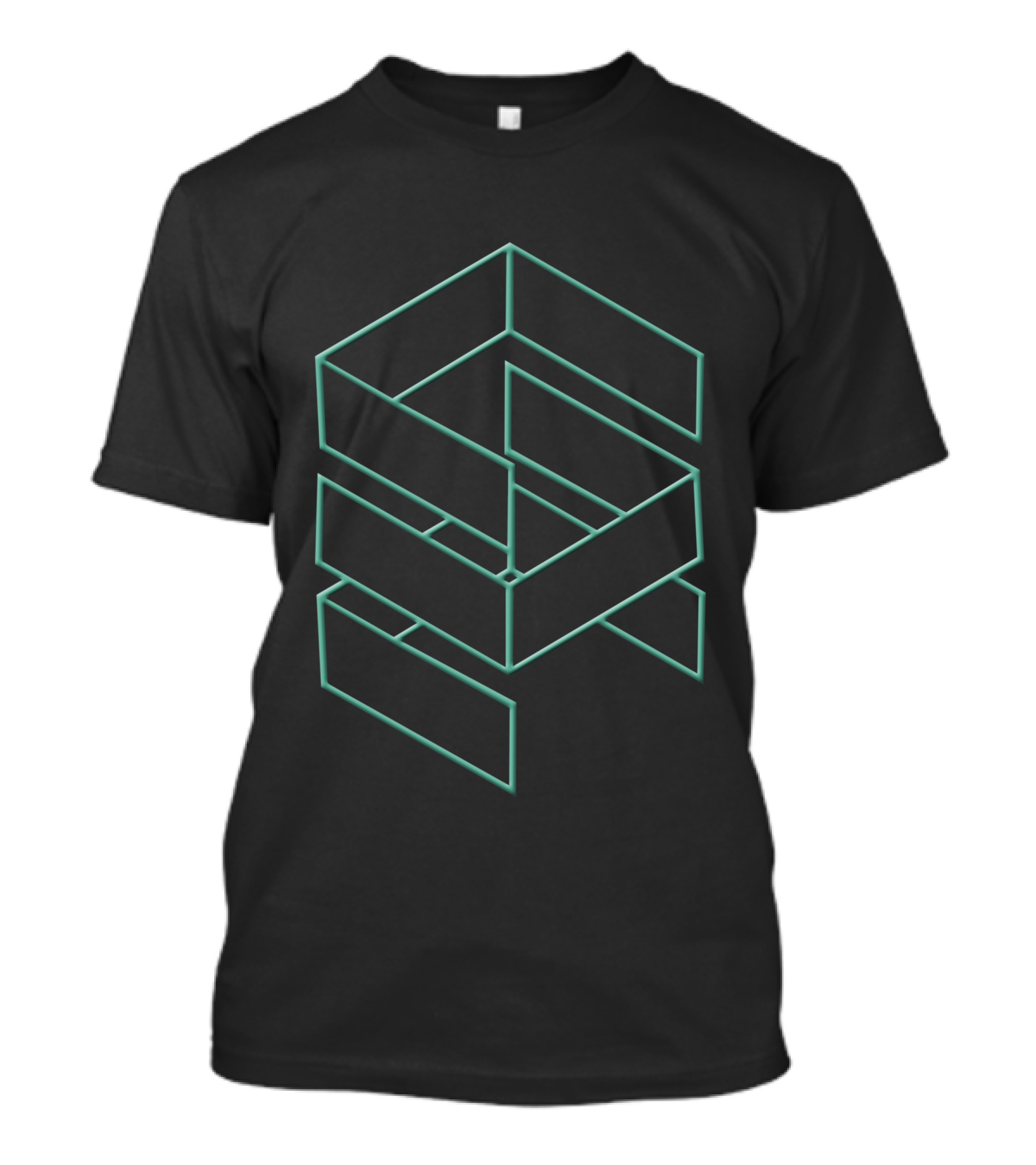 Stacked Optical Illusion Geometric Cube T-Shirt