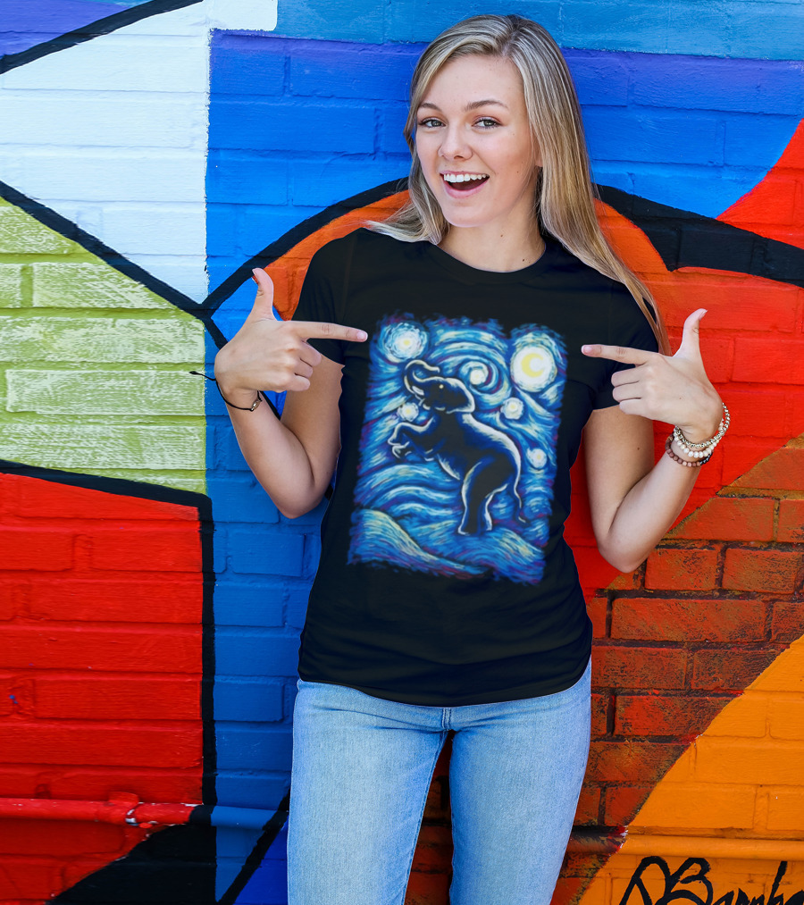 Starry Night Elephant Van Gogh T-Shirt