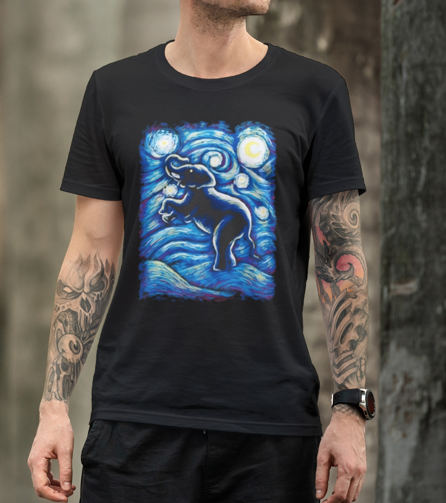 Starry Night Elephant Van Gogh T-Shirt