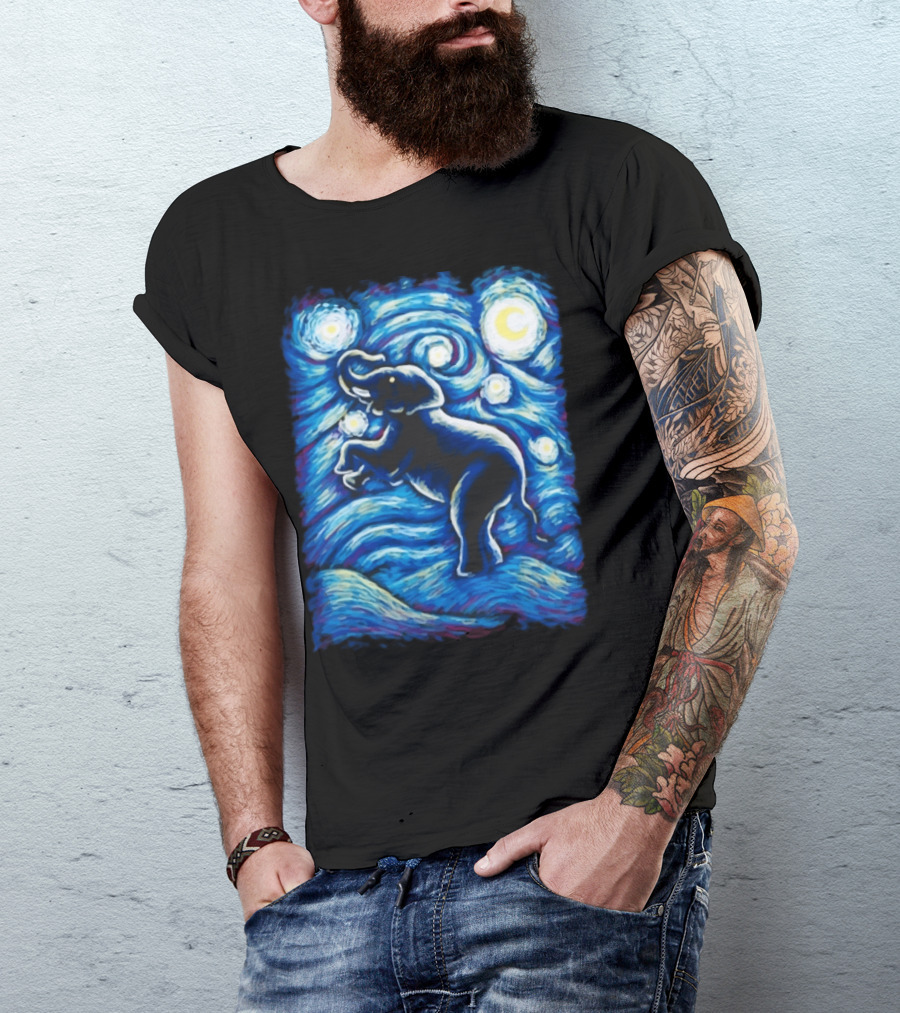 Starry Night Elephant Van Gogh T-Shirt