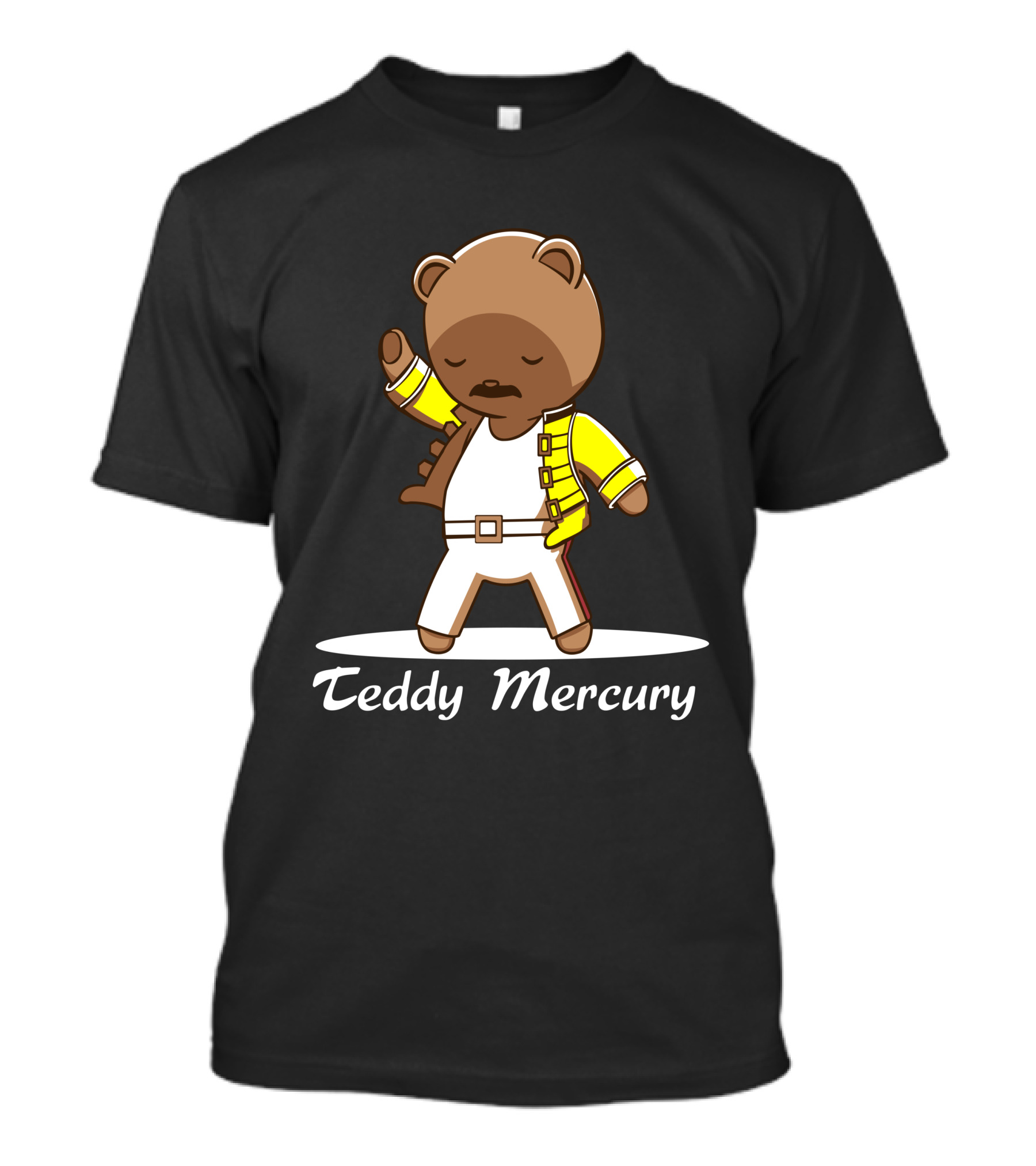 Teddy Mercury Bear In Iconic Pose With Yellow Jacket T-Shirt