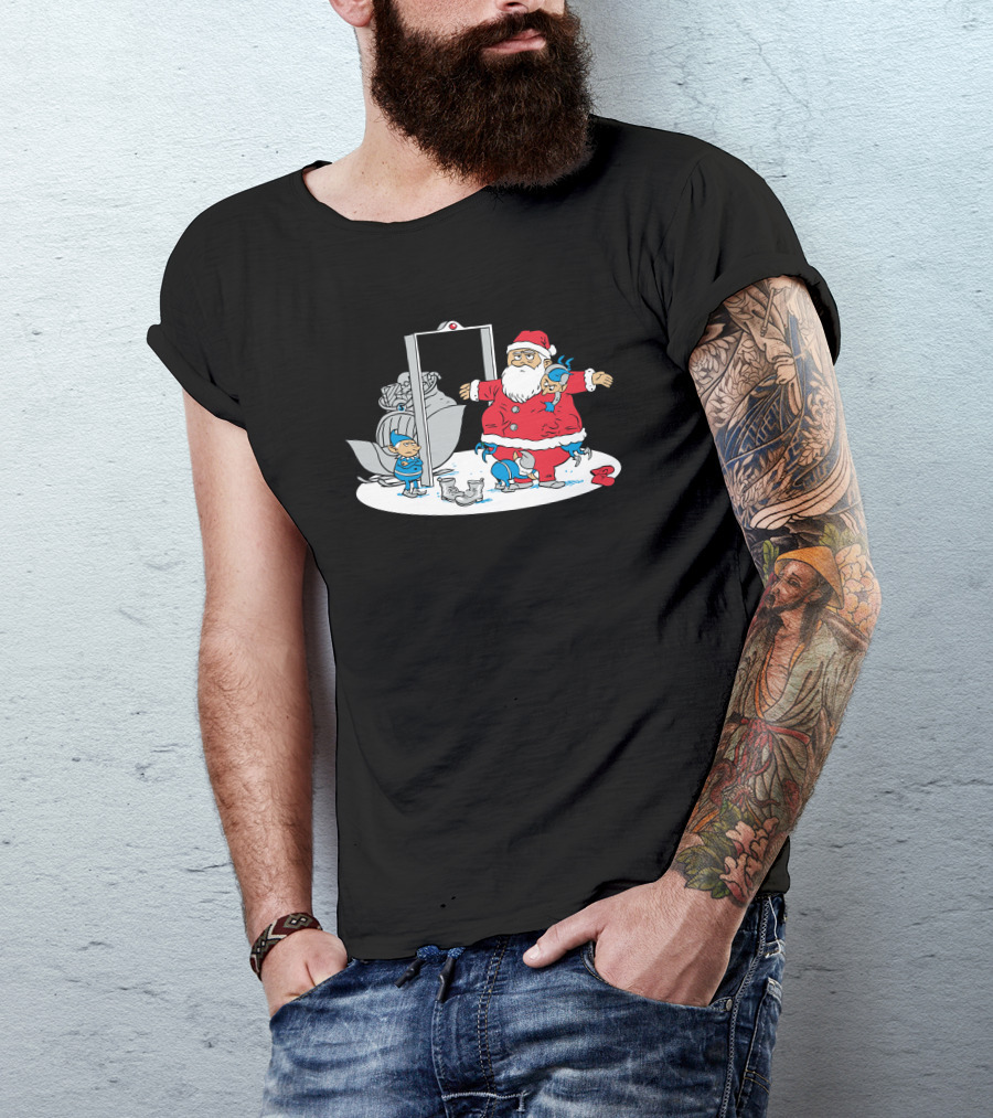 Tsanta Claus Security Checkpoint Elves And Metal Detector T-Shirt