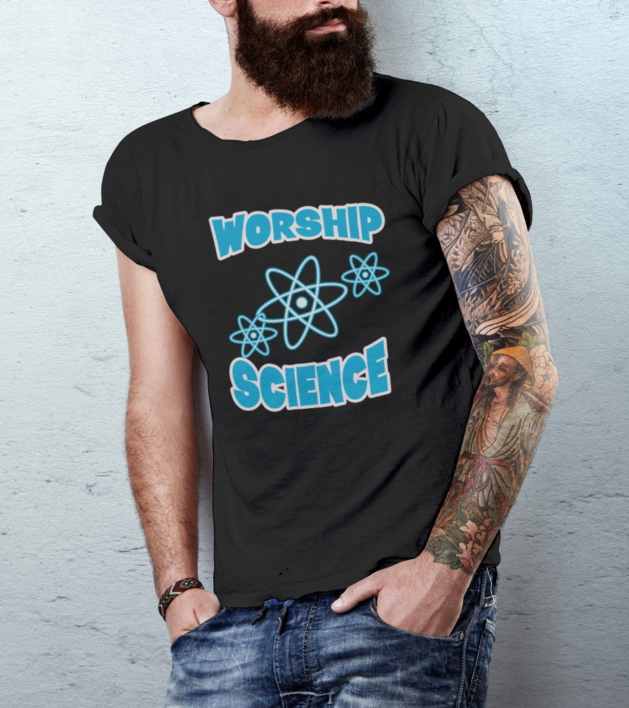 Worship Science Atheist Anti Religion Atomic Symbols T-Shirt