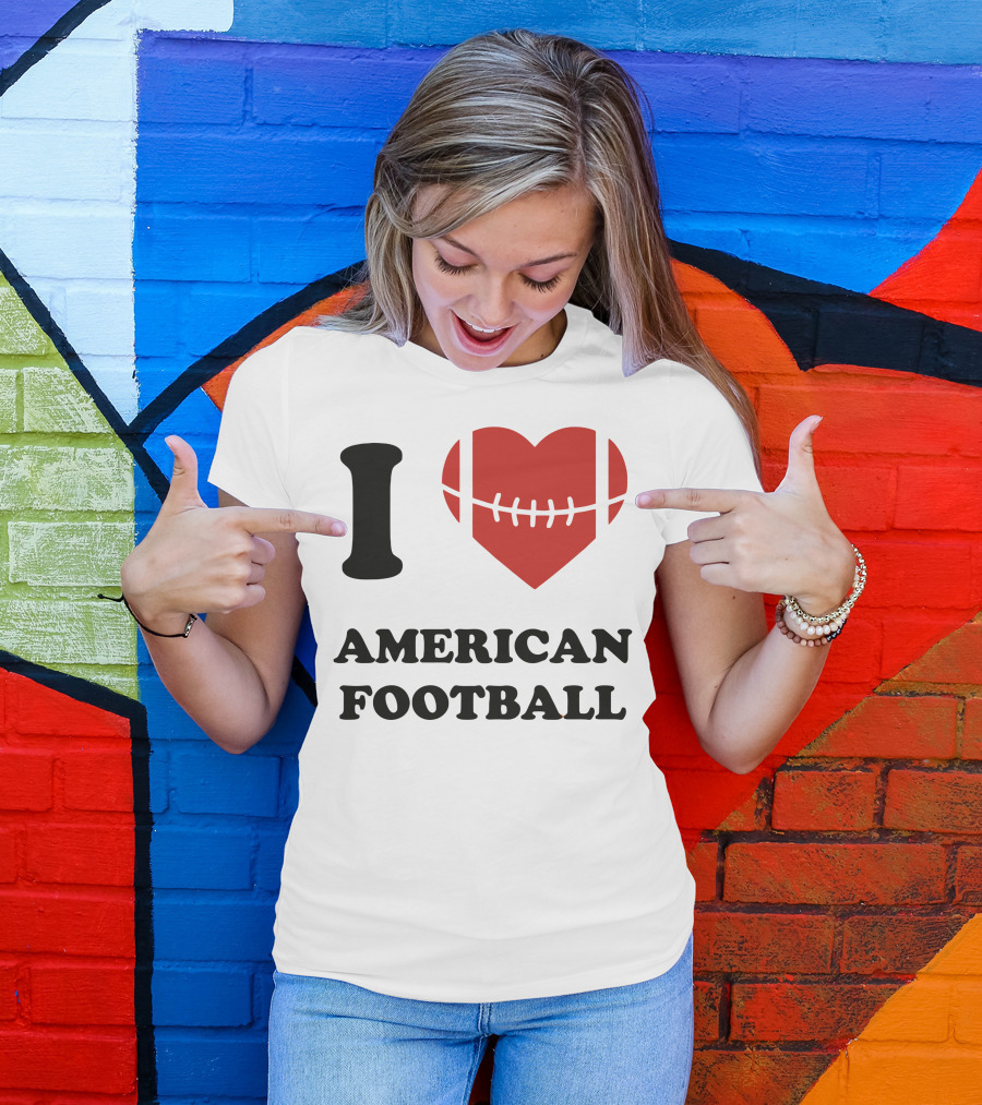 I Love American Football Heart Ball T-Shirt