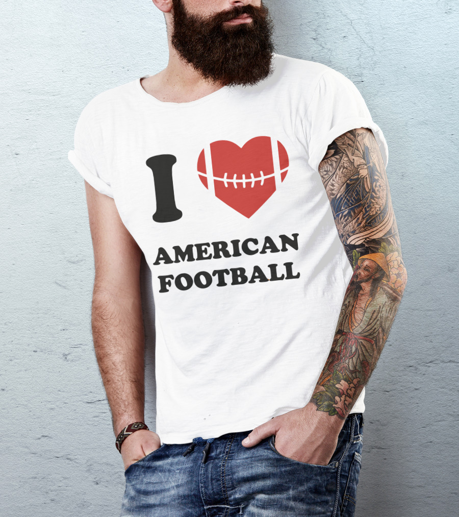 I Love American Football Heart Ball T-Shirt