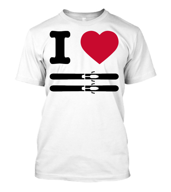 I Love Skiing Iconic Heart And Skis T-Shirt