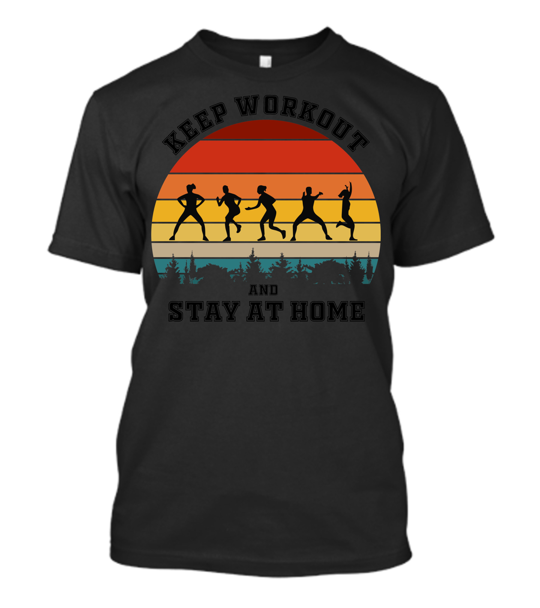 Keep Workout And Stay At Home Sunset Silhouette Fitness Routine T-Shirt