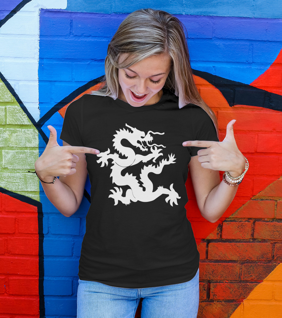 Kung Fu Dragon Martial Arts Style Iconic White Dragon Design Image T-Shirt
