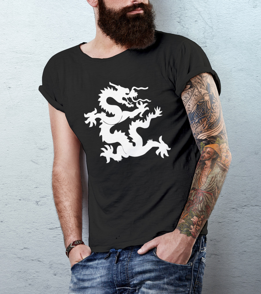 Kung Fu Dragon Martial Arts Style Iconic White Dragon Design Image T-Shirt