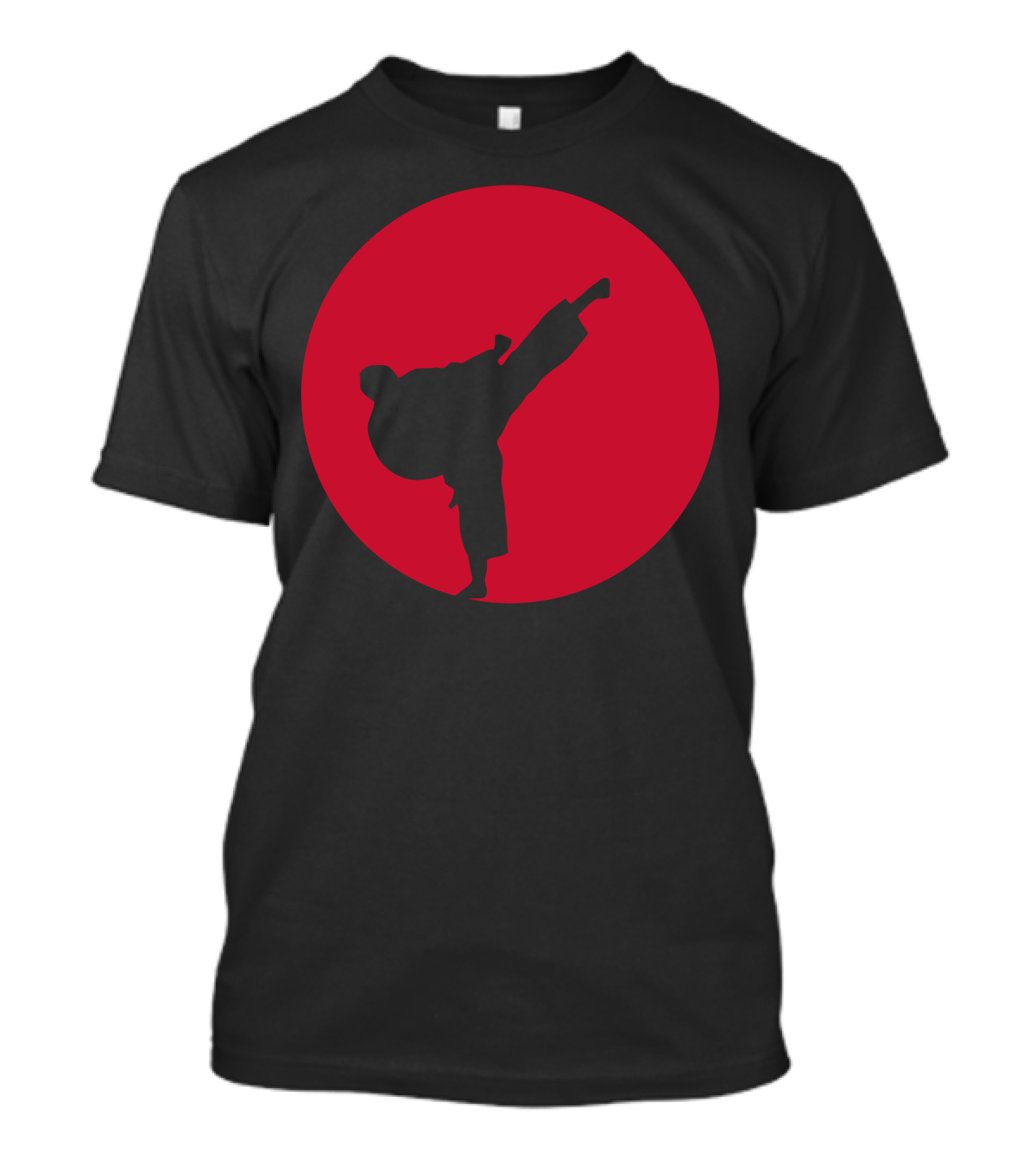 Martial Arts Kick Silhouette On Red Circle Emblem T-Shirt