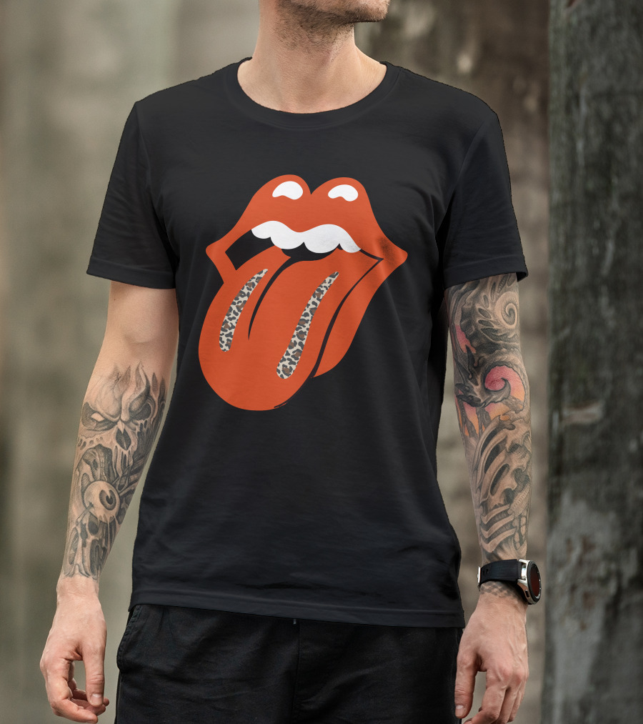 Leopard Print Tongue Iconic Lip T-Shirt