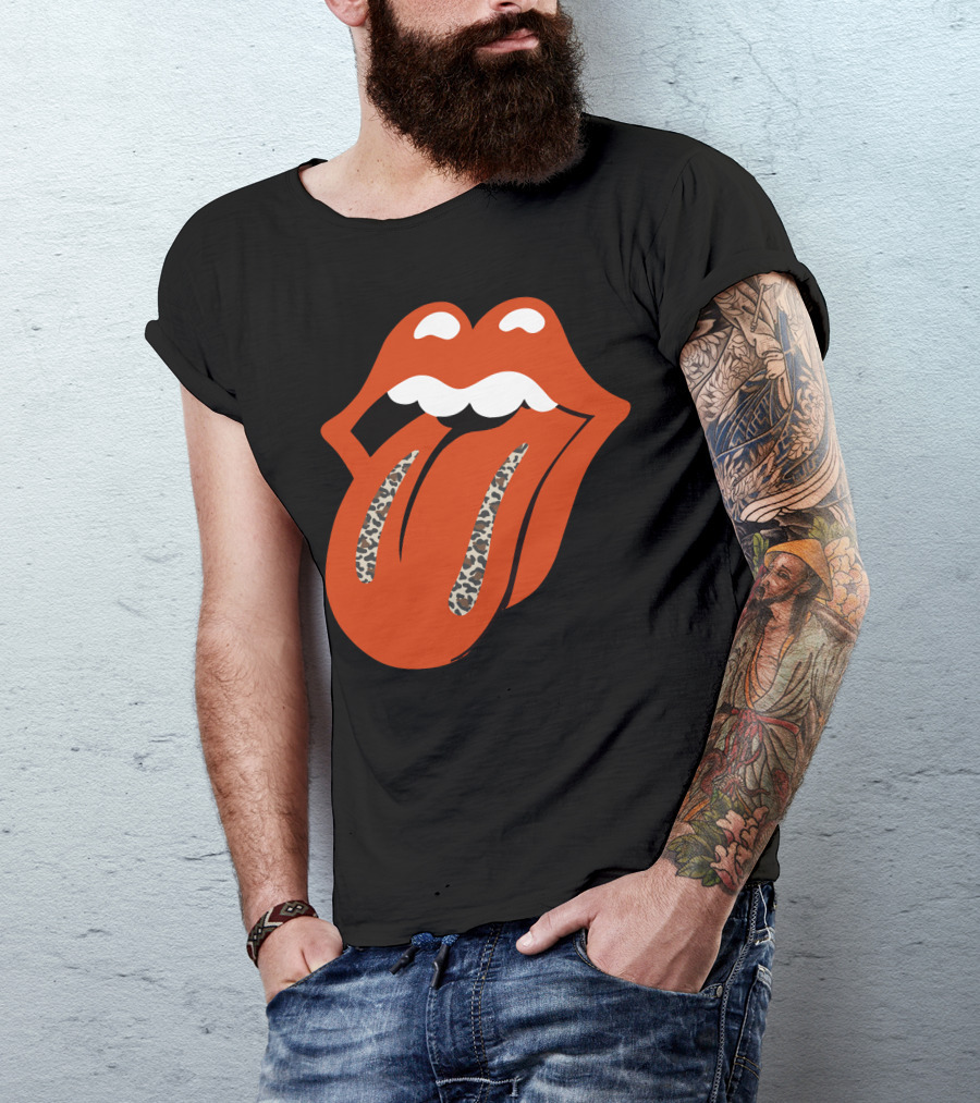 Leopard Print Tongue Iconic Lip T-Shirt