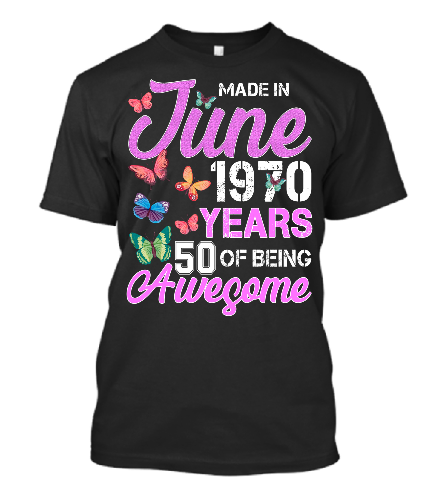 Made In June 1970 Years 50 Of Being Awesome Butterflies T-Shirt
